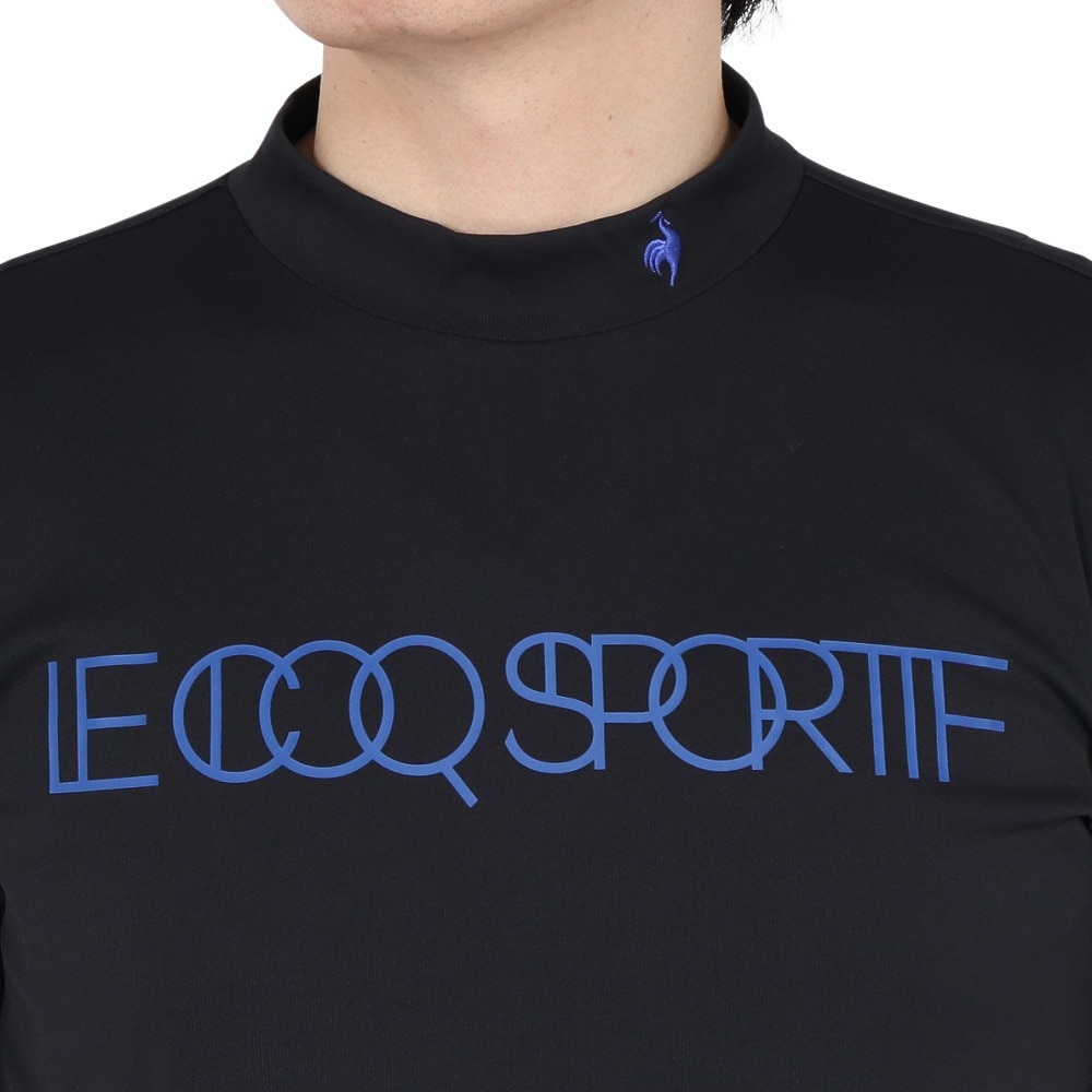 ルコックスポルティフ（lecoqsportif）（メンズ）ゴルフウェア 吸汗速乾 半袖 カラーブロック柄 モックネック 半袖シャツ LG5SHS51M BK00