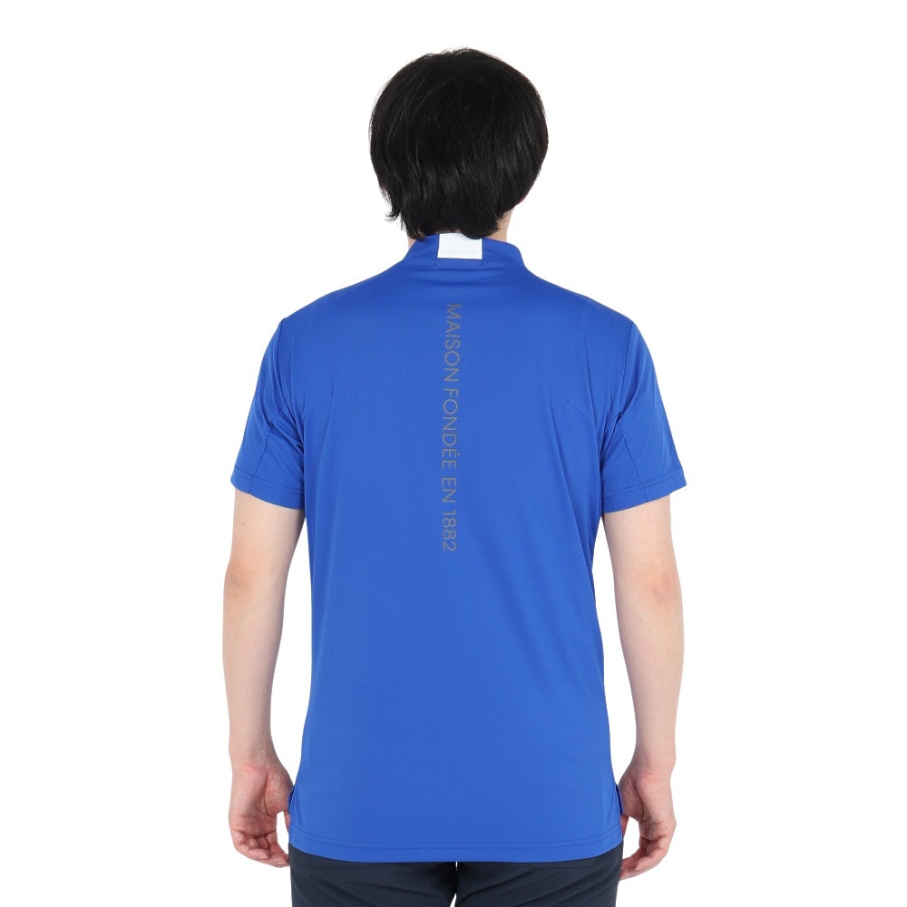 ルコックスポルティフ（lecoqsportif）（メンズ）ゴルフウェア 吸汗速乾 半袖 カラーブロック柄 モックネック 半袖シャツ LG5SHS51M BL00