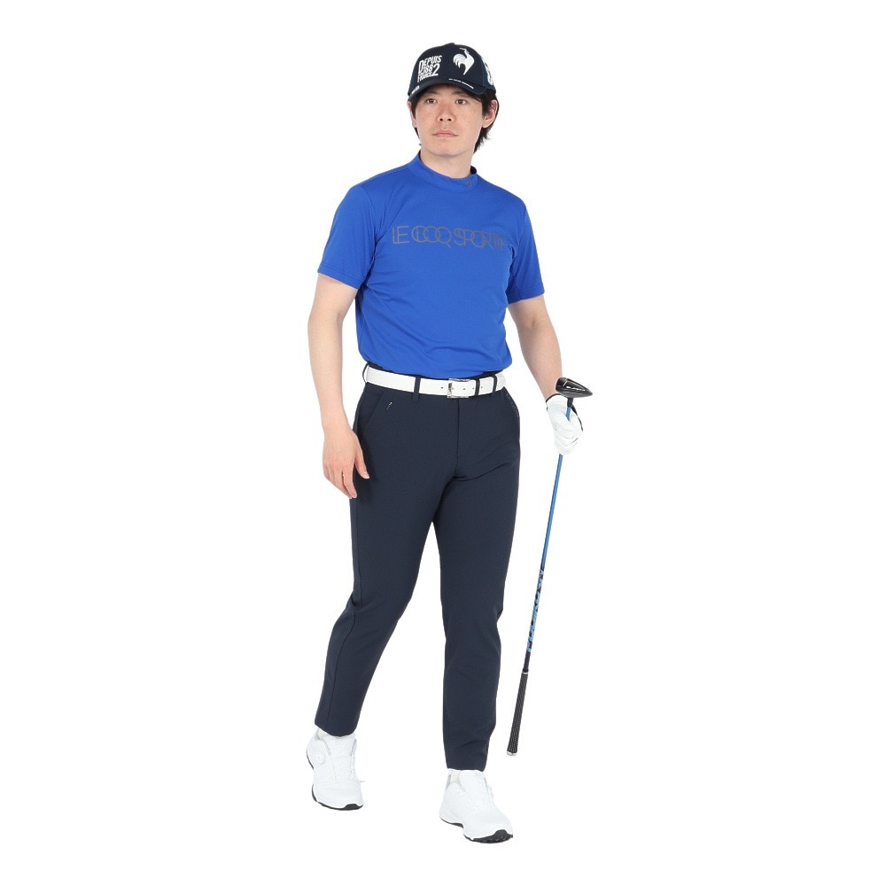 ルコックスポルティフ（lecoqsportif）（メンズ）ゴルフウェア 吸汗速乾 半袖 カラーブロック柄 モックネック 半袖シャツ LG5SHS51M BL00