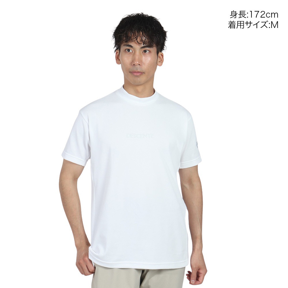 デサントゴルフ（DESCENTEGOLF）（メンズ）ゴルフウェア 吸汗速乾 遮熱 モックネック ベア鹿の子 半袖シャツ DG5SHS06M WH00