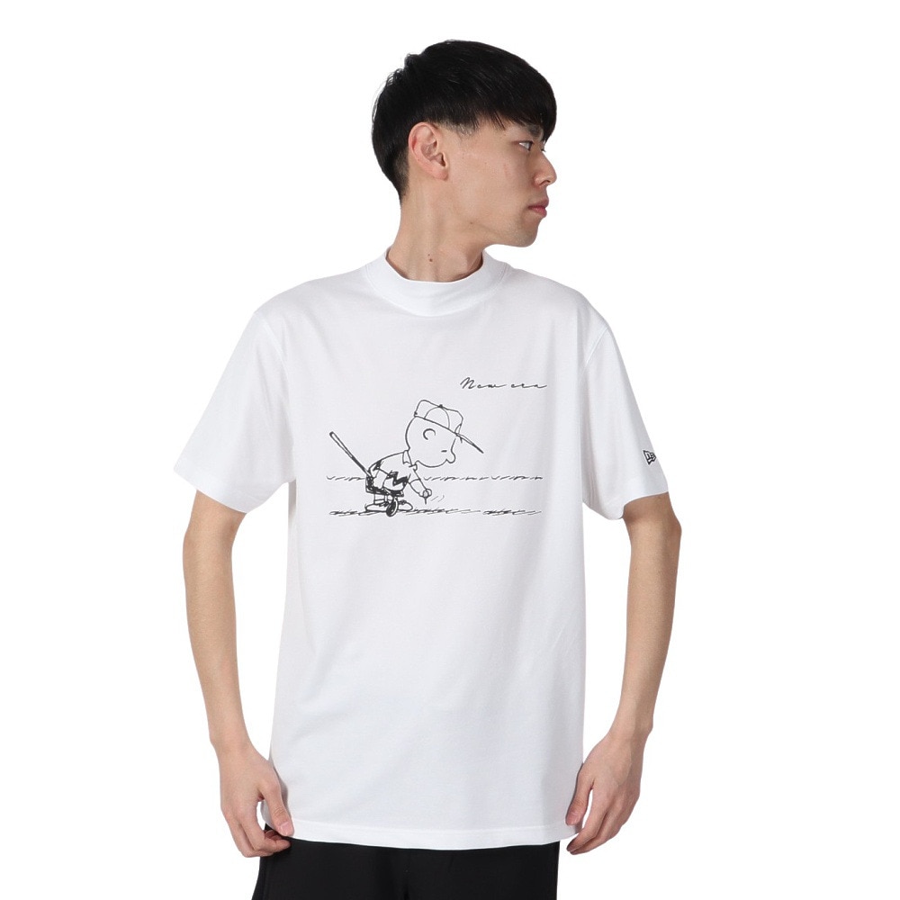 ニューエラ（NEW ERA）（メンズ、レディース）モックネック ゴルフ 半袖 ミッドネック Tシャツ PEANUTS チャーリー・ブラウン 14432149