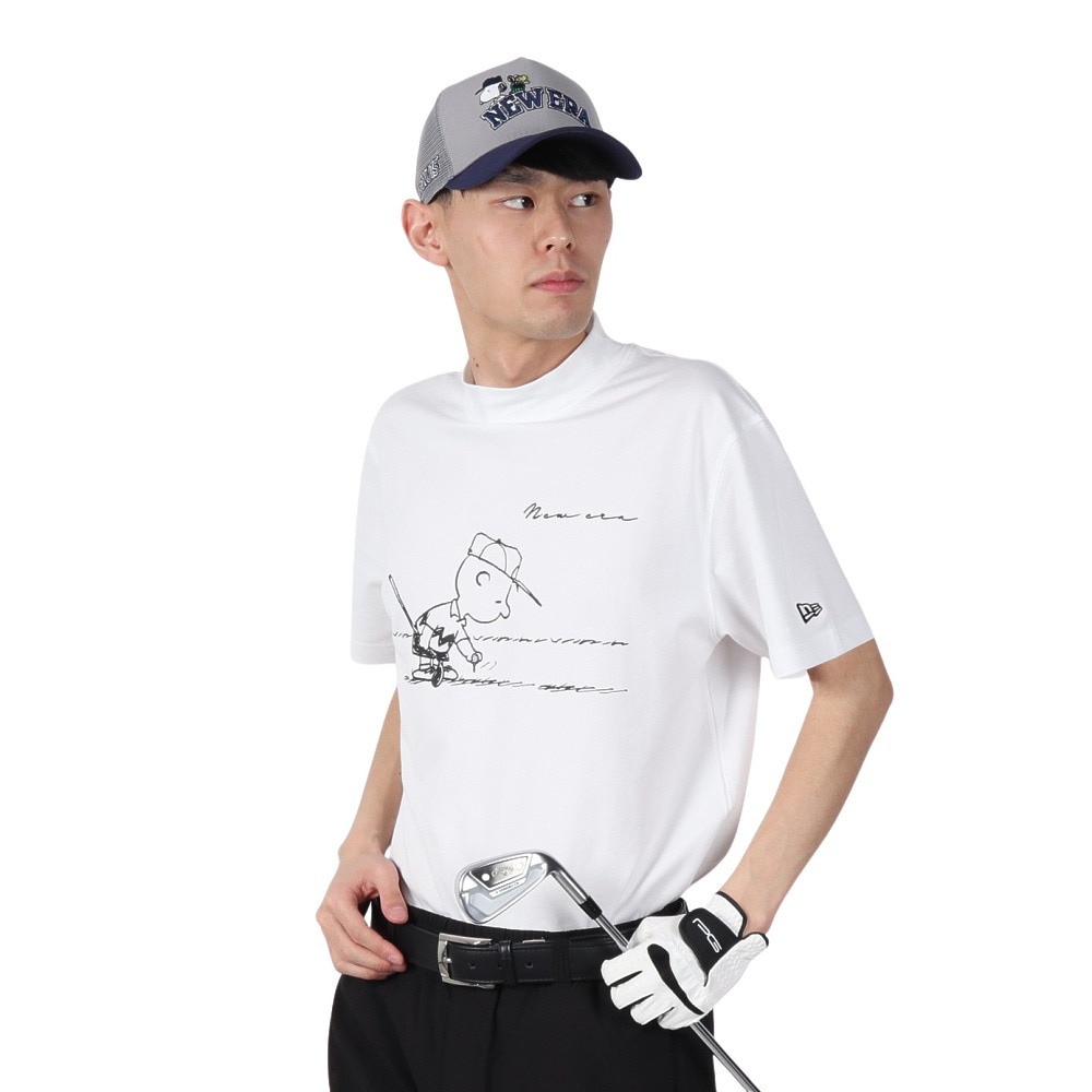 ニューエラ（NEW ERA）（メンズ、レディース）モックネック ゴルフ 半袖 ミッドネック Tシャツ PEANUTS チャーリー・ブラウン 14432149