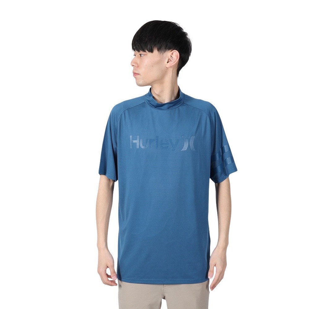 ハーレー（HURLEY）（メンズ）ゴルフウェア 軽量 通気性 ファントム メッシュ アイコン 半袖 モックネックシャツ MGPS251111-BLU