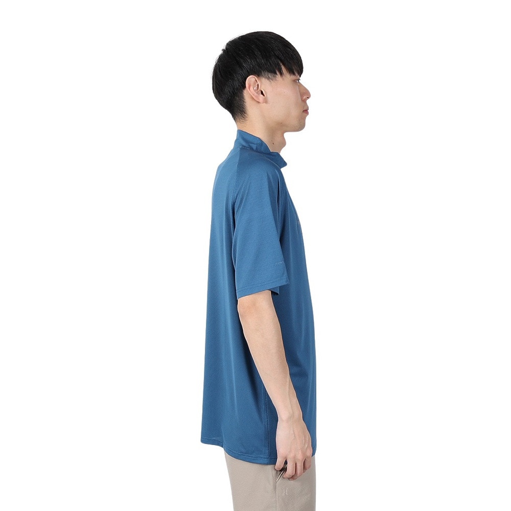 ハーレー（HURLEY）（メンズ）ゴルフウェア 軽量 通気性 ファントム メッシュ アイコン 半袖 モックネックシャツ MGPS251111-BLU