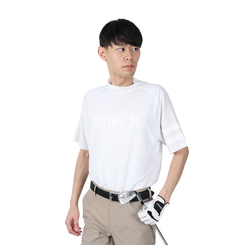 ハーレー（HURLEY）（メンズ）ゴルフウェア 軽量 通気性 ファントム メッシュ アイコン 半袖 モックネックシャツ MGPS251111-WHT