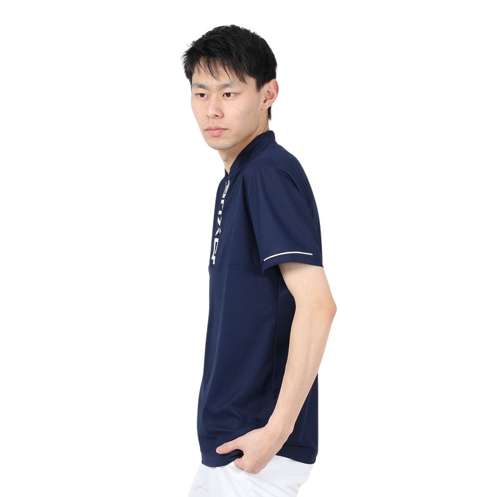 スリクソン（SRIXON）（メンズ）ゴルフウェア 半袖 吸汗速乾 接触冷感 ロゴプリント ジップアップシャツ RGMXJA06 NV00
