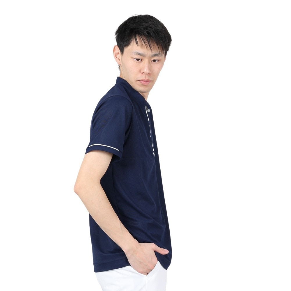 スリクソン（SRIXON）（メンズ）ゴルフウェア 半袖 吸汗速乾 接触冷感 ロゴプリント ジップアップシャツ RGMXJA06 NV00