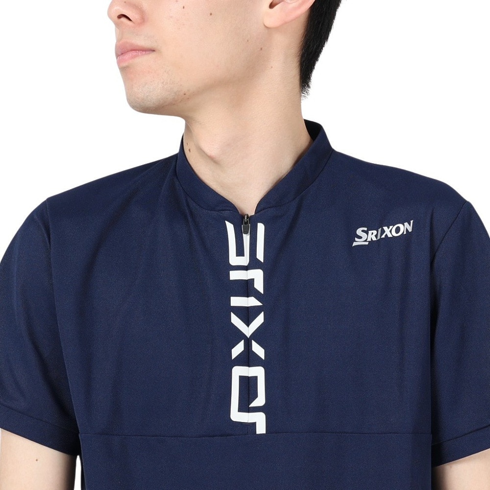 スリクソン（SRIXON）（メンズ）ゴルフウェア 半袖 吸汗速乾 接触冷感 ロゴプリント ジップアップシャツ RGMXJA06 NV00