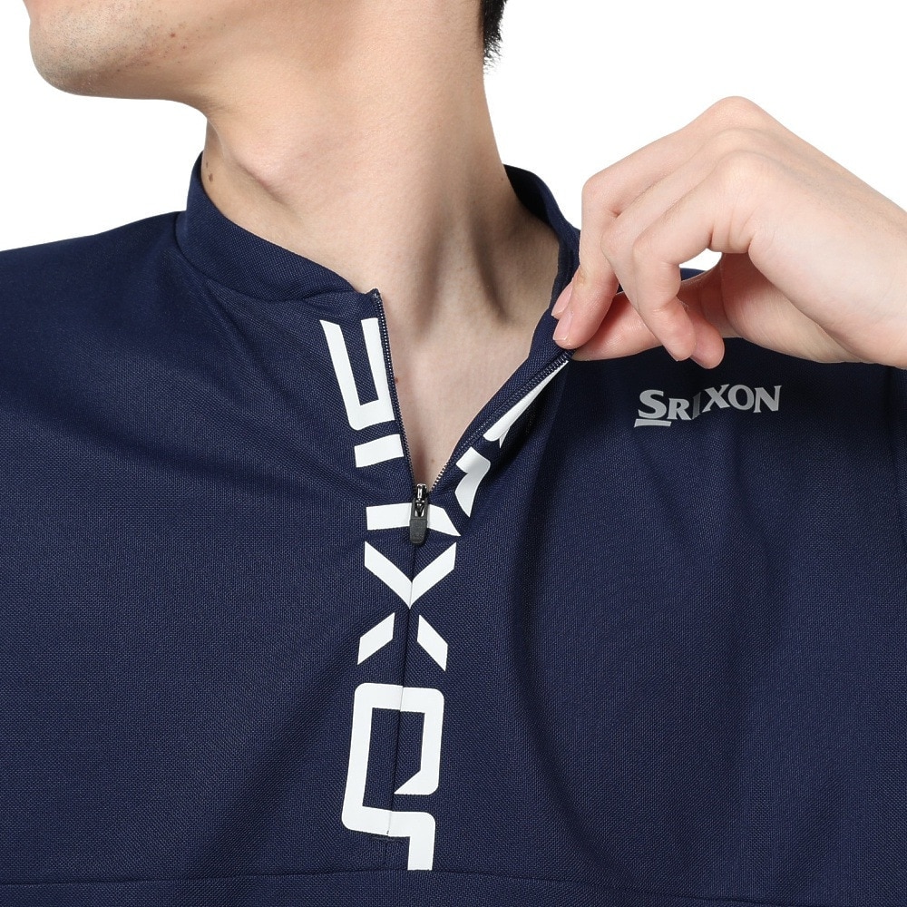 スリクソン（SRIXON）（メンズ）ゴルフウェア 半袖 吸汗速乾 接触冷感 ロゴプリント ジップアップシャツ RGMXJA06 NV00