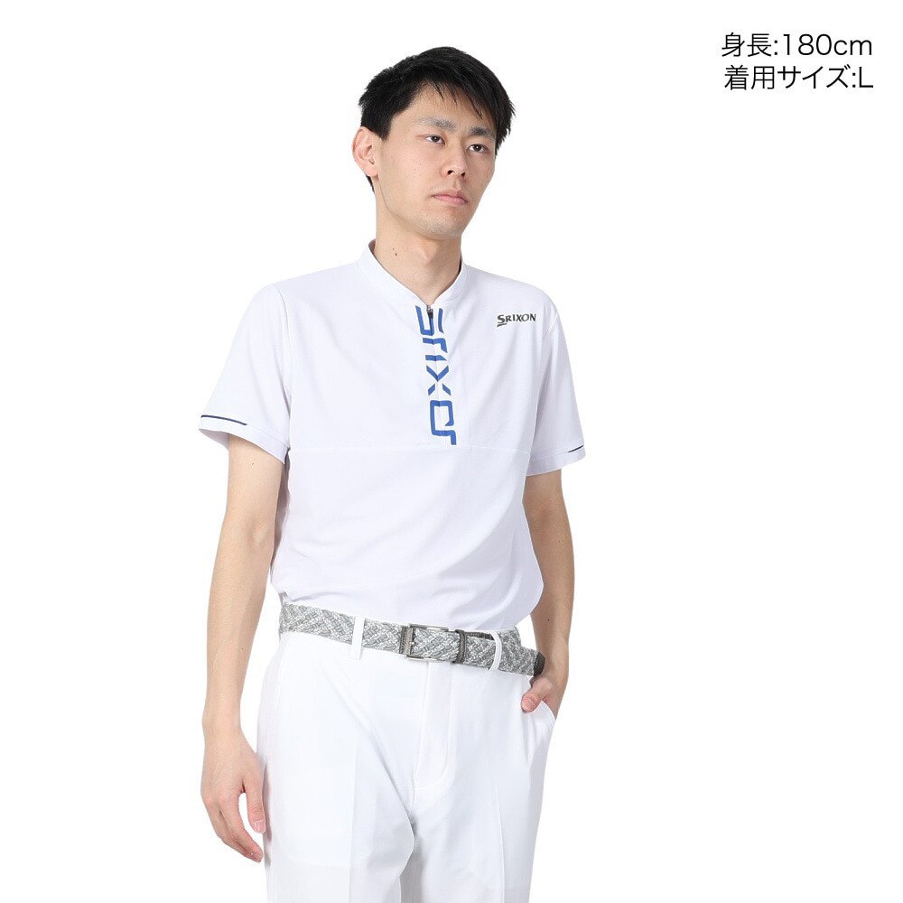 スリクソン（SRIXON）（メンズ）ゴルフウェア 半袖 吸汗速乾 接触冷感 ロゴプリント ジップアップシャツ RGMXJA06 WH00