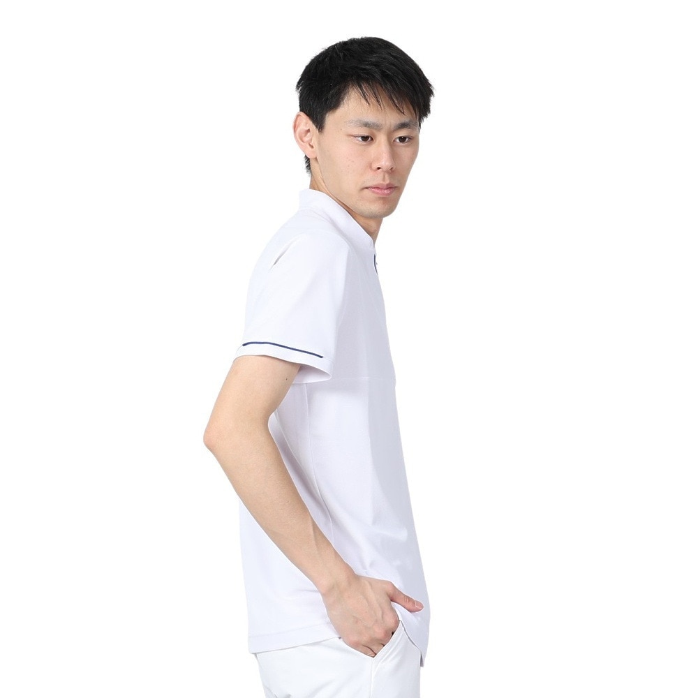 スリクソン（SRIXON）（メンズ）ゴルフウェア 半袖 吸汗速乾 接触冷感 ロゴプリント ジップアップシャツ RGMXJA06 WH00