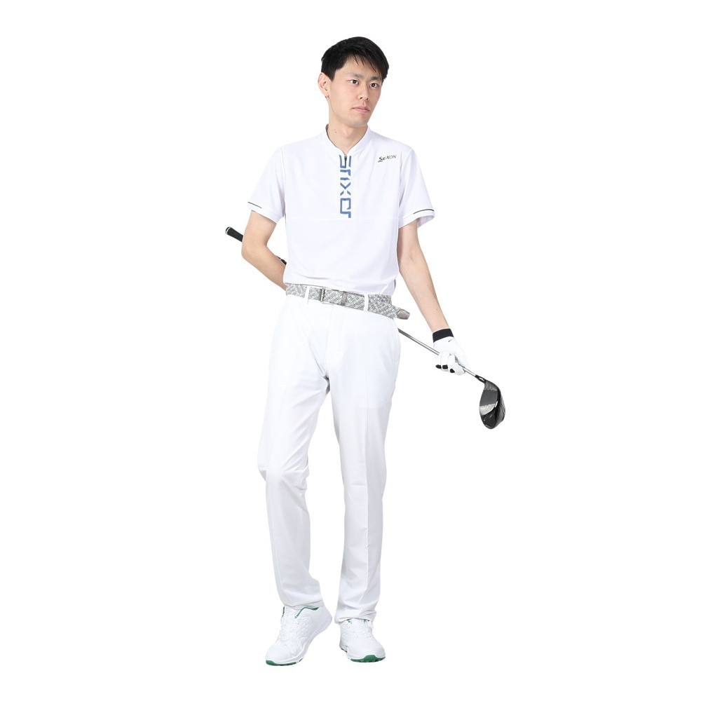 スリクソン（SRIXON）（メンズ）ゴルフウェア 半袖 吸汗速乾 接触冷感 ロゴプリント ジップアップシャツ RGMXJA06 WH00