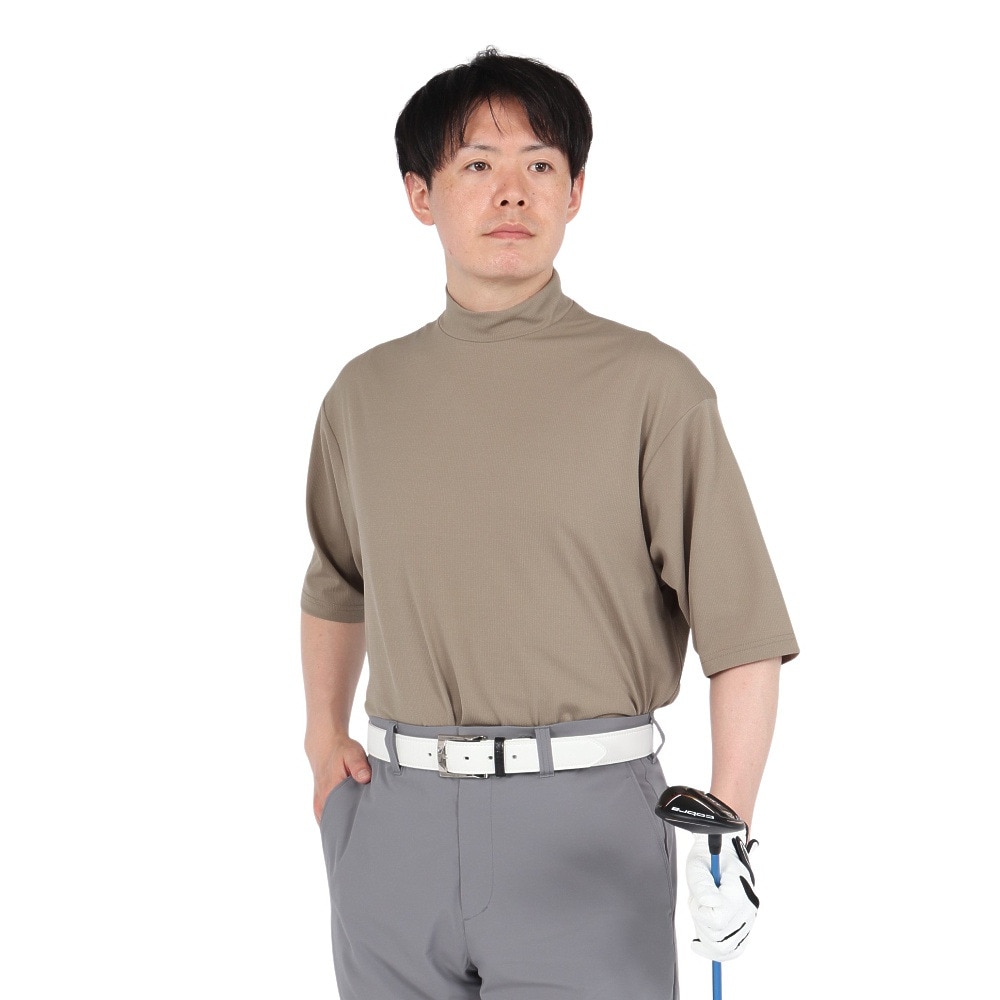 シルバースコット845（SILVERSCOTT845）（メンズ）モックネック ゴルフ メンズ WAFFLE 半袖シャツ SS25SST007 BEG
