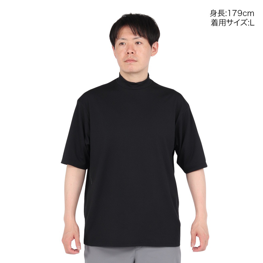 シルバースコット845（SILVERSCOTT845）（メンズ）ゴルフウェア 吸水速乾 WAFFLE 半袖 モックネックシャツ SS25SST007 BLK