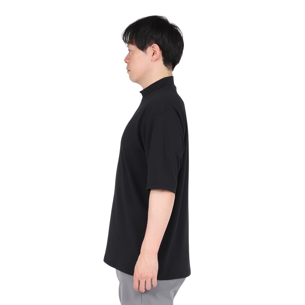 シルバースコット845（SILVERSCOTT845）（メンズ）ゴルフウェア 吸水速乾 WAFFLE 半袖 モックネックシャツ SS25SST007 BLK