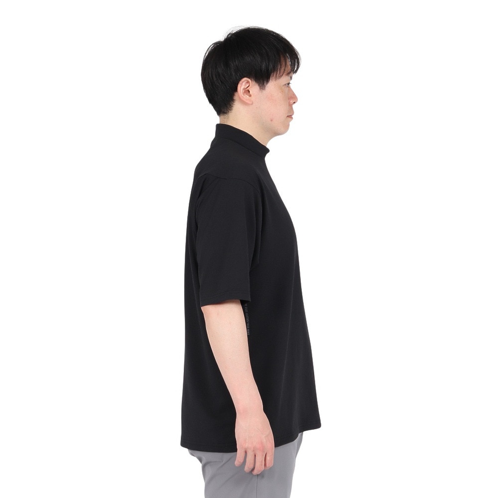 シルバースコット845（SILVERSCOTT845）（メンズ）ゴルフウェア 吸水速乾 WAFFLE 半袖 モックネックシャツ SS25SST007 BLK