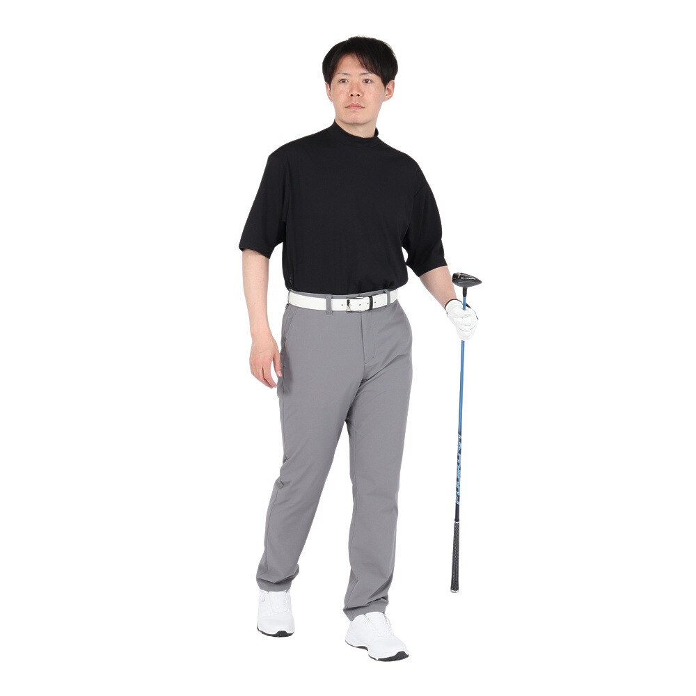 シルバースコット845（SILVERSCOTT845）（メンズ）ゴルフウェア 吸水速乾 WAFFLE 半袖 モックネックシャツ SS25SST007 BLK
