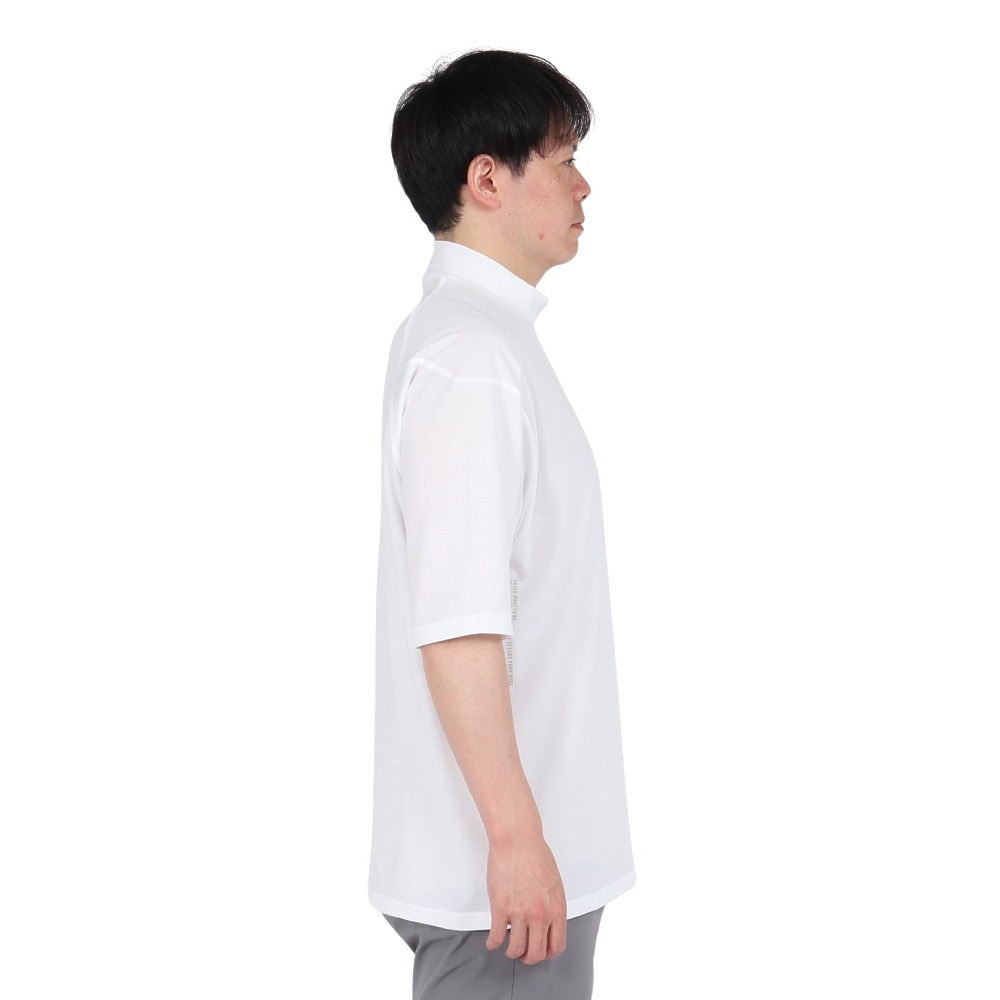 シルバースコット845（SILVERSCOTT845）（メンズ）ゴルフウェア 吸水速乾 WAFFLE 半袖 モックネックシャツ SS25SST007 WHT