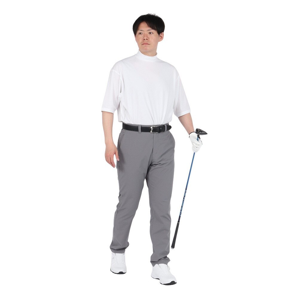 シルバースコット845（SILVERSCOTT845）（メンズ）ゴルフウェア 吸水速乾 WAFFLE 半袖 モックネックシャツ SS25SST007 WHT