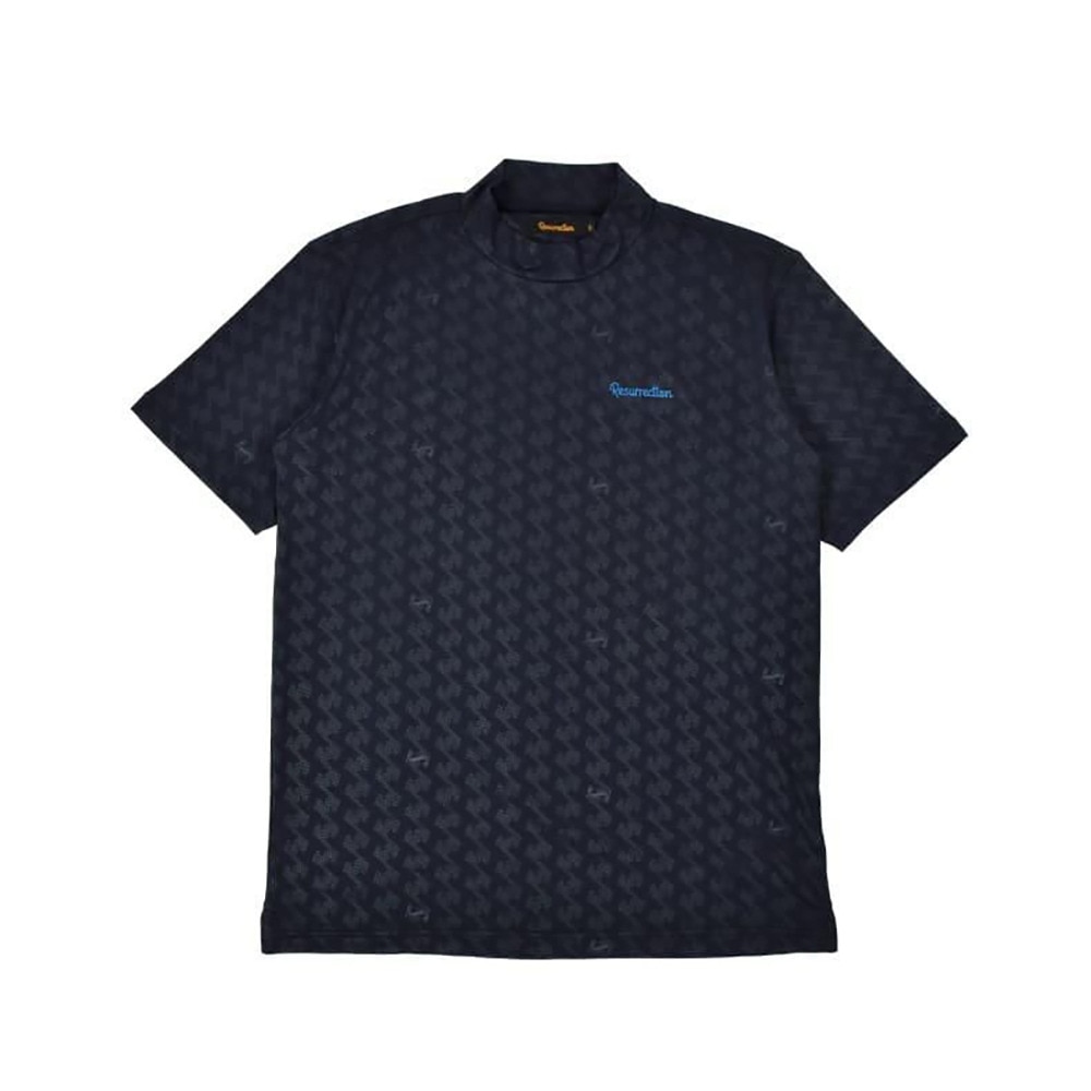 【美品】レザレクション　メンズ　ゴルフ　半袖　モックネック　ブラック　Lサイズ レザレクション（Resurrection）（メンズ）モックネック ゴルフ