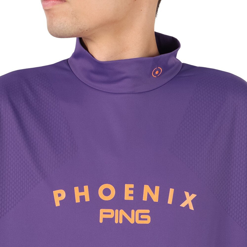 ピン（PING）（メンズ）モックネック ゴルフ メッシュジャカード 半袖 ハイネックシャツ 621-5267801-080