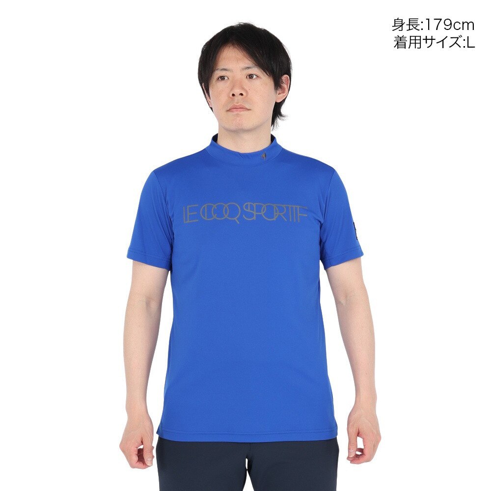 TFW49 青 ゴルフウェアショートスリーブシャツメンズ ルコックスポルティフ（lecoqsportif）（メンズ）ゴルフウェア 吸汗速