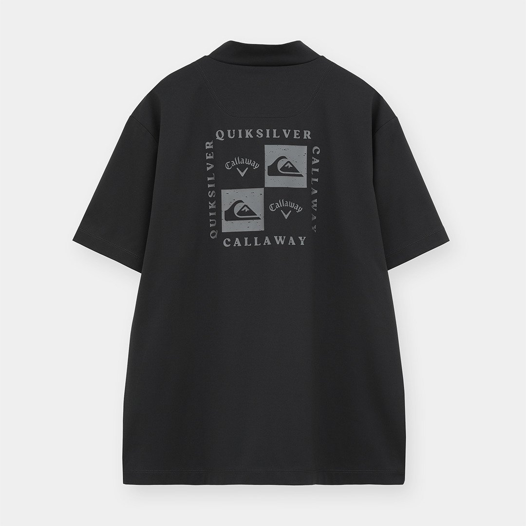 キャロウェイ　モックネックTシャツ　刺繍ロゴ　ゴルフ　日本製　ブラック　XL キャロウェイ（CALLAWAY）（メンズ）ゴルフウェア 半袖モックネック