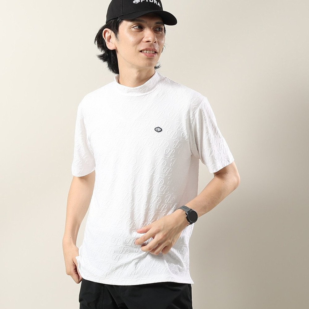 フィドラ（FIDRA）（メンズ）ゴルフウェア 接触冷感 モックネック 半袖 ダブルロゴJQ シャツ FD5VTG10 WHT