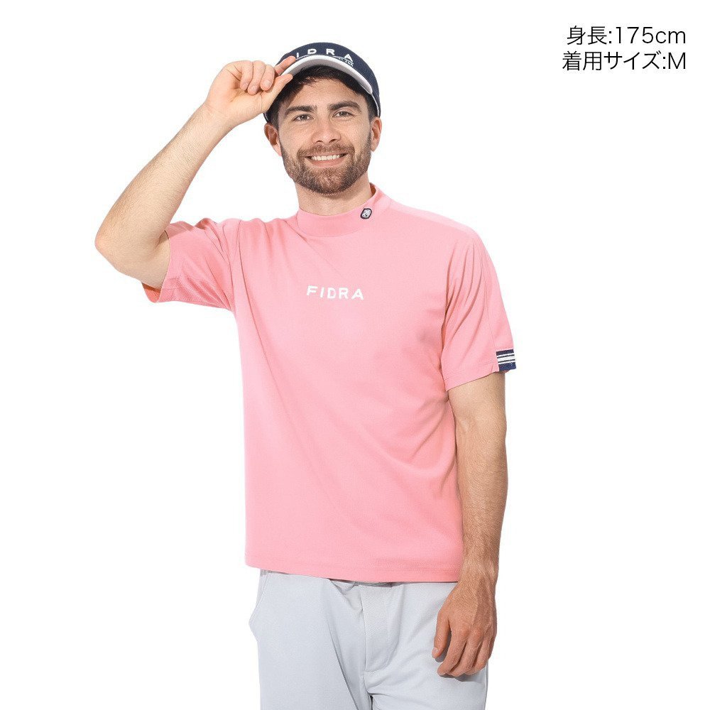 フィラゴルフ 半袖 モックネック ウェア ピンク Lサイズ フィドラ（FIDRA）（メンズ）ゴルフウェア 半袖 モックネックシャツ