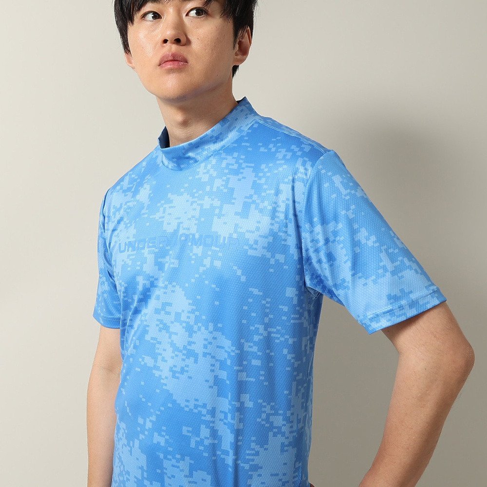 アンダーアーマー（UNDER ARMOUR）（メンズ）ゴルフウェア モックネック 半袖 ドライブ クール プロ カモ 6014601 452