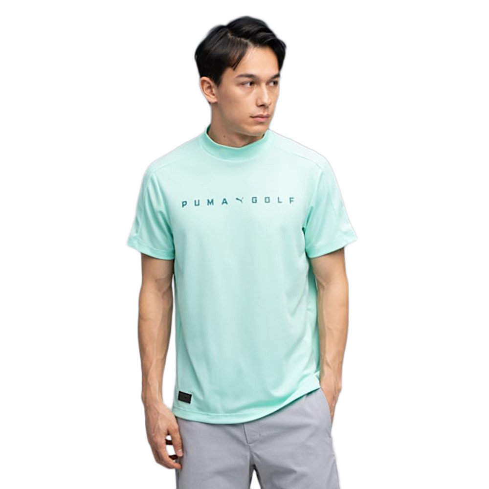 最新モデル　PUMA GOLF ゴルフ　ホワイト シャツ Lサイズ プーマ（PUMA）（メンズ）ゴルフウェア 吸水速乾 ロゴ 半袖 モック
