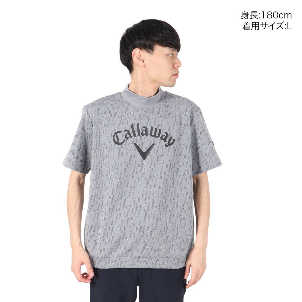 キャロウェイ（CALLAWAY）（メンズ）モックネック ゴルフ ロゴプリントハーフゲージ半袖スウェットシャツ C24217103-1020