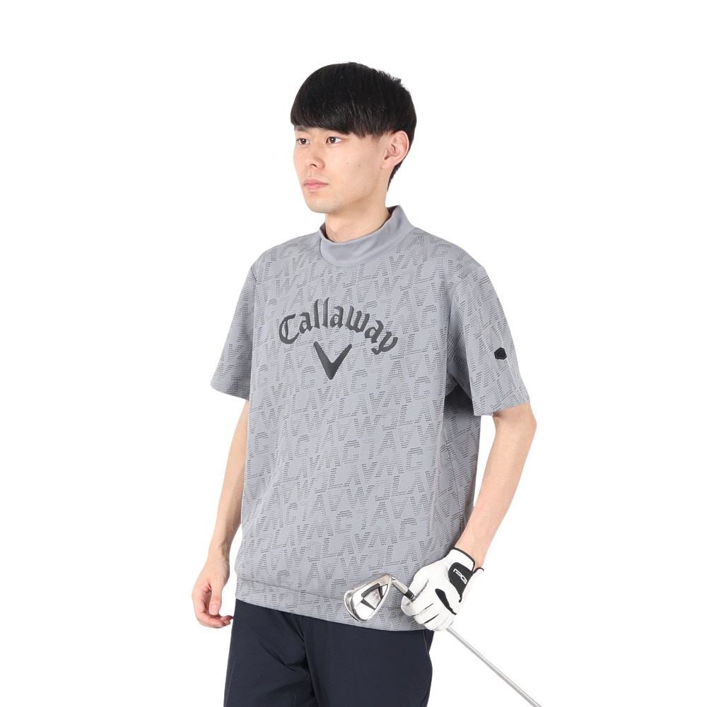 キャロウェイ（CALLAWAY）（メンズ）モックネック ゴルフ ロゴプリントハーフゲージ半袖スウェットシャツ C24217103-1020