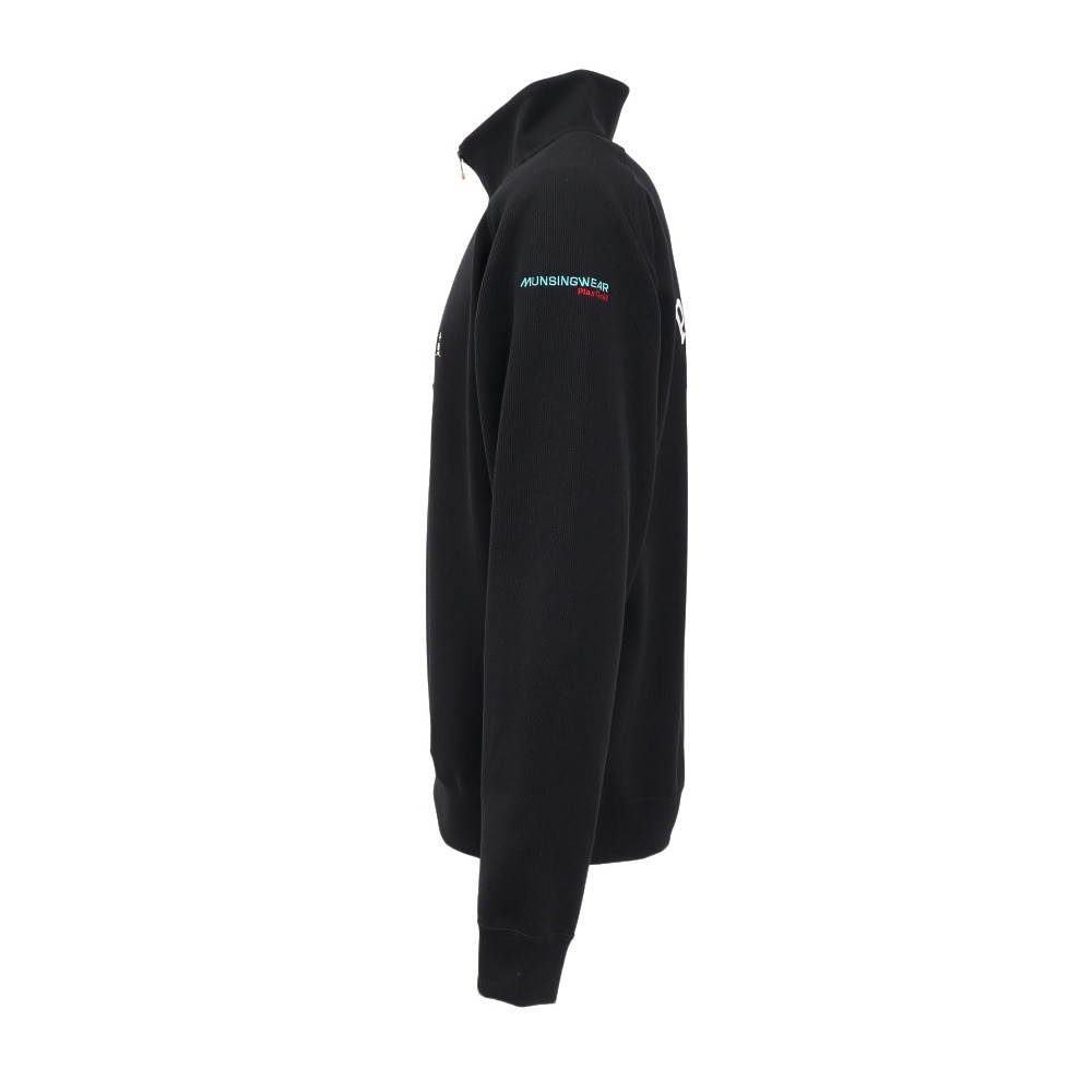 マンシングウエア（MUNSING WEAR）（メンズ）ゴルフウェア モックネック  ストレッチ 長袖 ハーフジップカットソー MG5SSW82M BK00