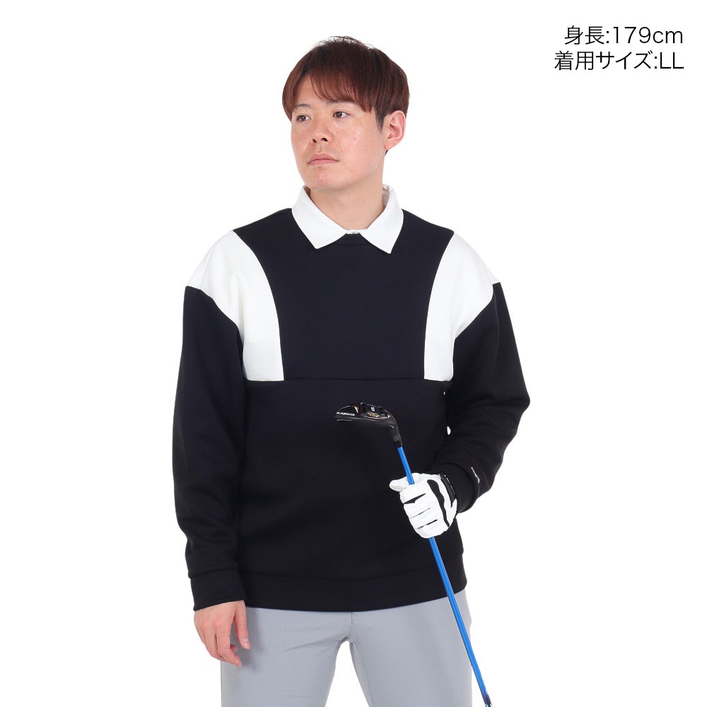 パフォーマンスギア（PG）（メンズ）ゴルフウェア 吸湿発熱 長袖 クルーネックプルオーバー 401PG3STS0004 BLK