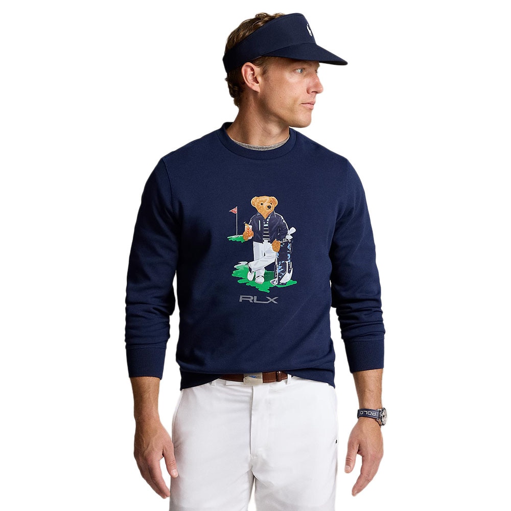メンズ ゴルフ ボタンアップカラー スウェットシャツ Navy Blue