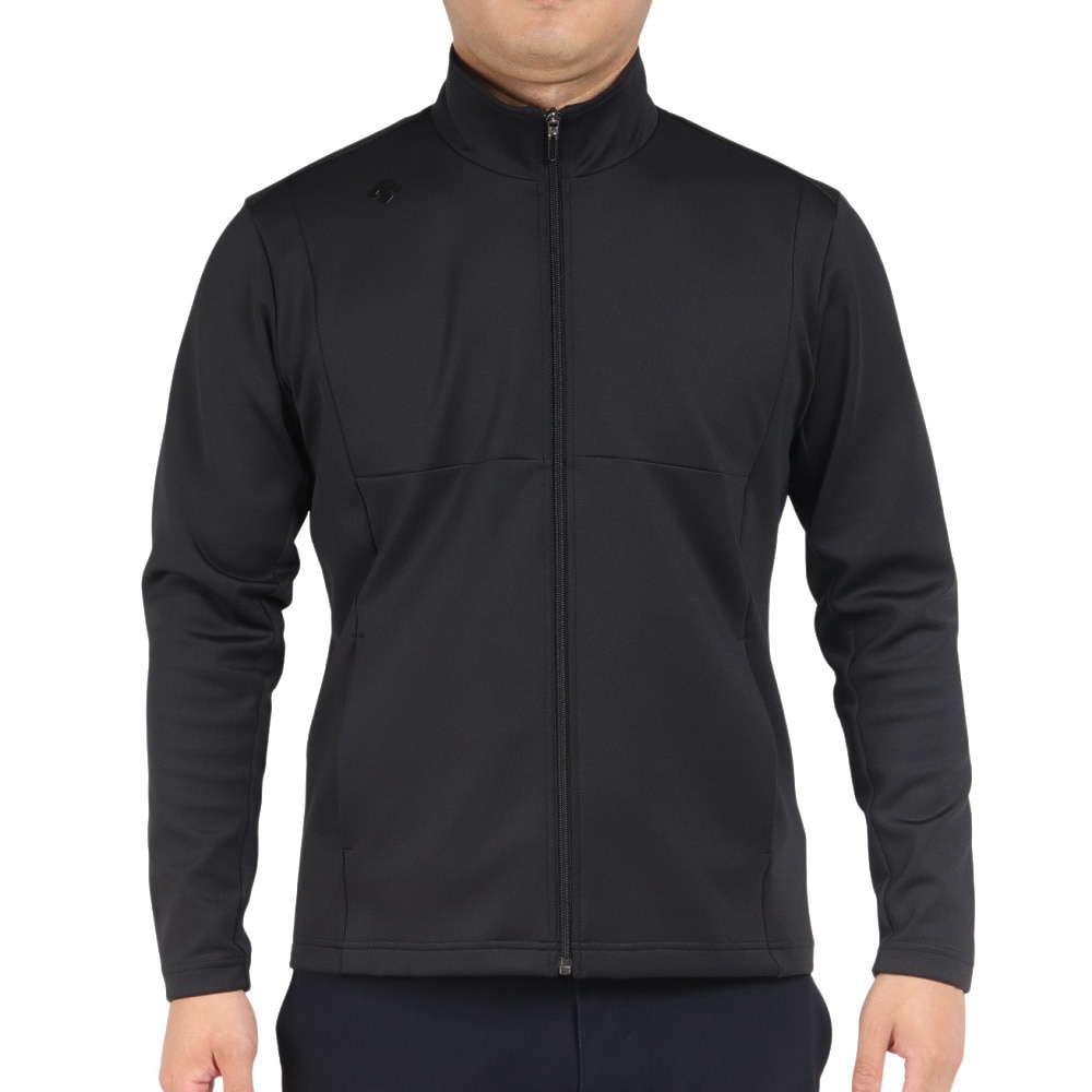 デサントゴルフ（DESCENTEGOLF）（メンズ）ゴルフウェア 長袖 ストレッチ 吸汗速乾 UVカット 防風 フルジッパー ロゴ WINDX ジャケット DGMUJL50XB BK00