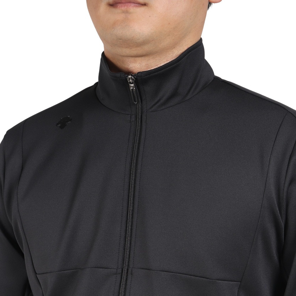 デサントゴルフ（DESCENTEGOLF）（メンズ）ゴルフウェア 長袖 ストレッチ 吸汗速乾 UVカット 防風 フルジッパー ロゴ WINDX ジャケット DGMUJL50XB BK00