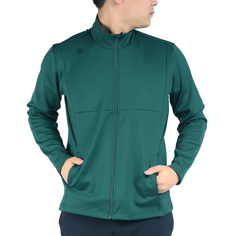デサントゴルフ（DESCENTEGOLF）（メンズ）ゴルフウェア 長袖 ストレッチ 吸汗速乾 UVカット 防風 フルジッパー ロゴ WINDX ジャケット DGMUJL50XB GR00