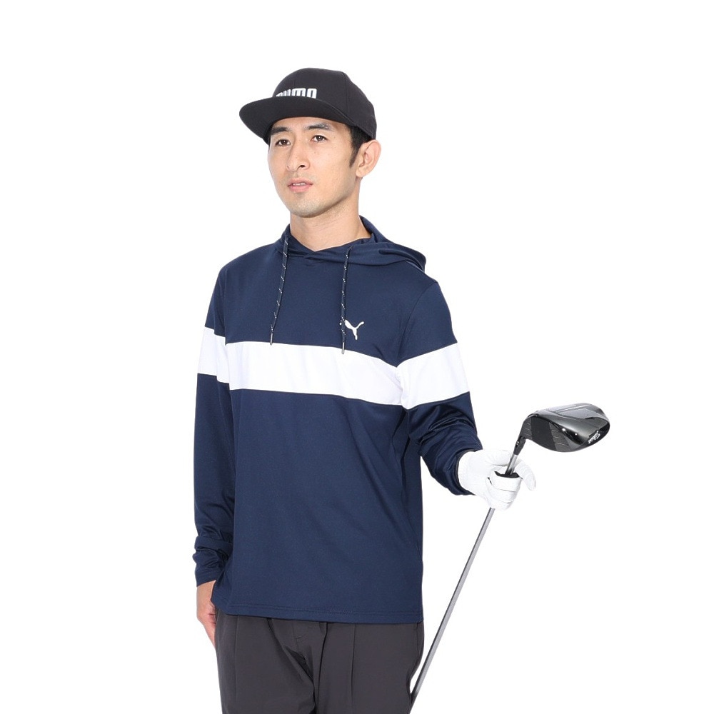 プーマ（PUMA）（メンズ）ゴルフウェア 吸水速乾 長袖 パーカー カラーブロックフーディ トレーナー 620760-02