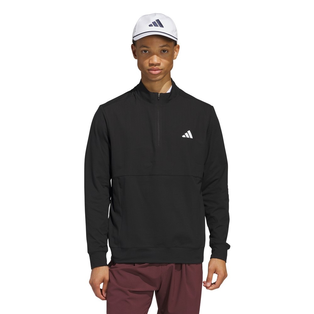 アディダス（adidas）（メンズ）ゴルフウェア 撥水 アディゼロ ファブリックミックス 長袖ハーフジップ ジャケット KUH42-JF4844BLK