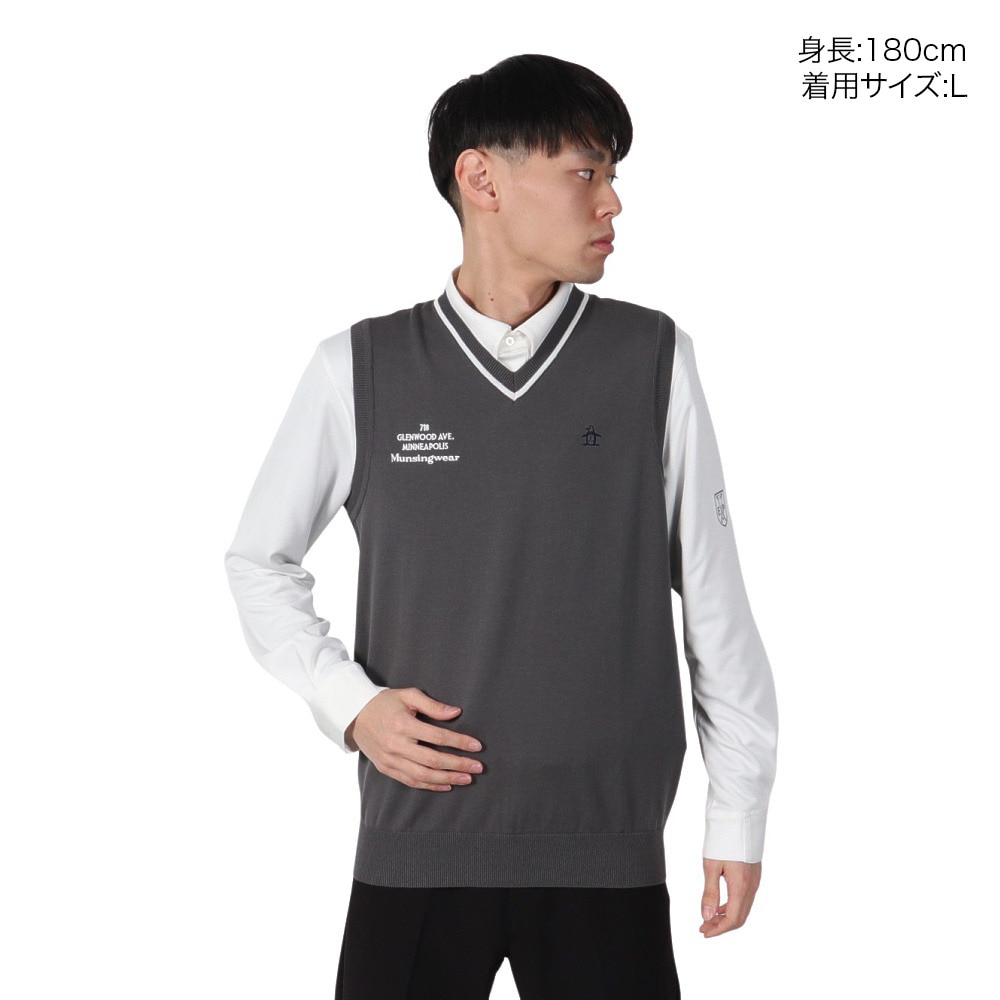 マンシングウエア（MUNSING WEAR）（メンズ）ゴルフウェア Vネックニットベスト MGMXJL82 GY00