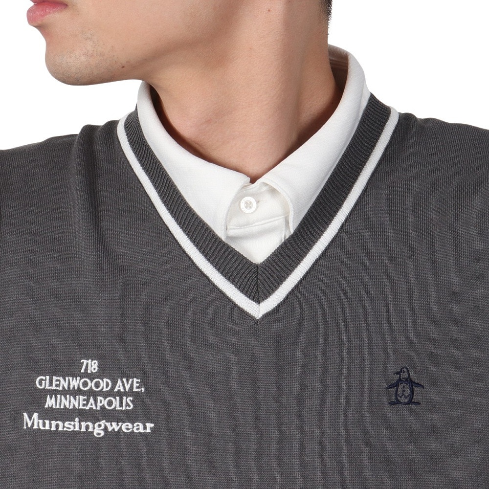 マンシングウエア（MUNSING WEAR）（メンズ）ゴルフウェア Vネックニットベスト MGMXJL82 GY00