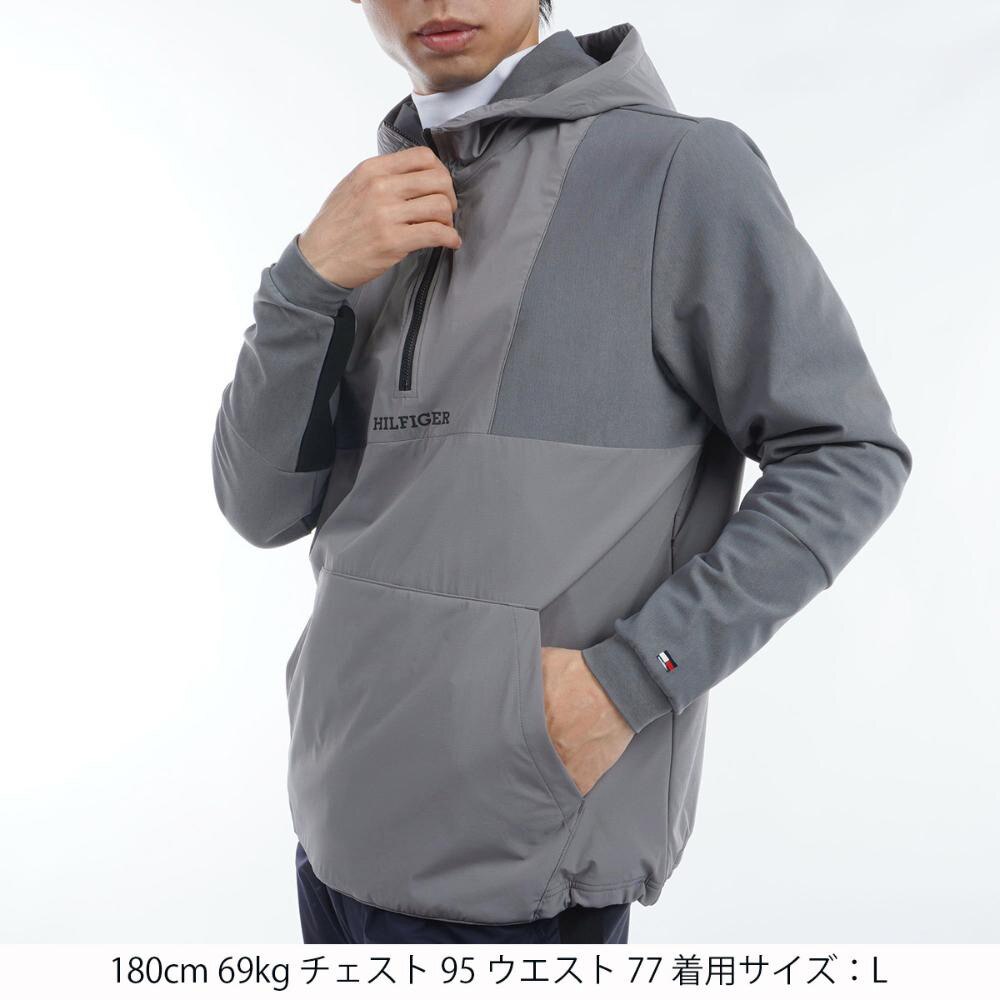 トミー ヒルフィガー ゴルフ（TOMMY HILFIGER GOLF）（メンズ）ゴルフウェア 保温 ハイブリッド 長袖 スウェットフーディー THMA489-GRY