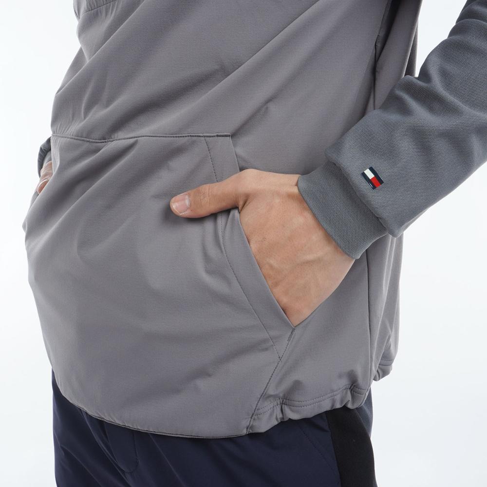 トミー ヒルフィガー ゴルフ（TOMMY HILFIGER GOLF）（メンズ）ゴルフウェア 保温 ハイブリッド 長袖 スウェットフーディー THMA489-GRY
