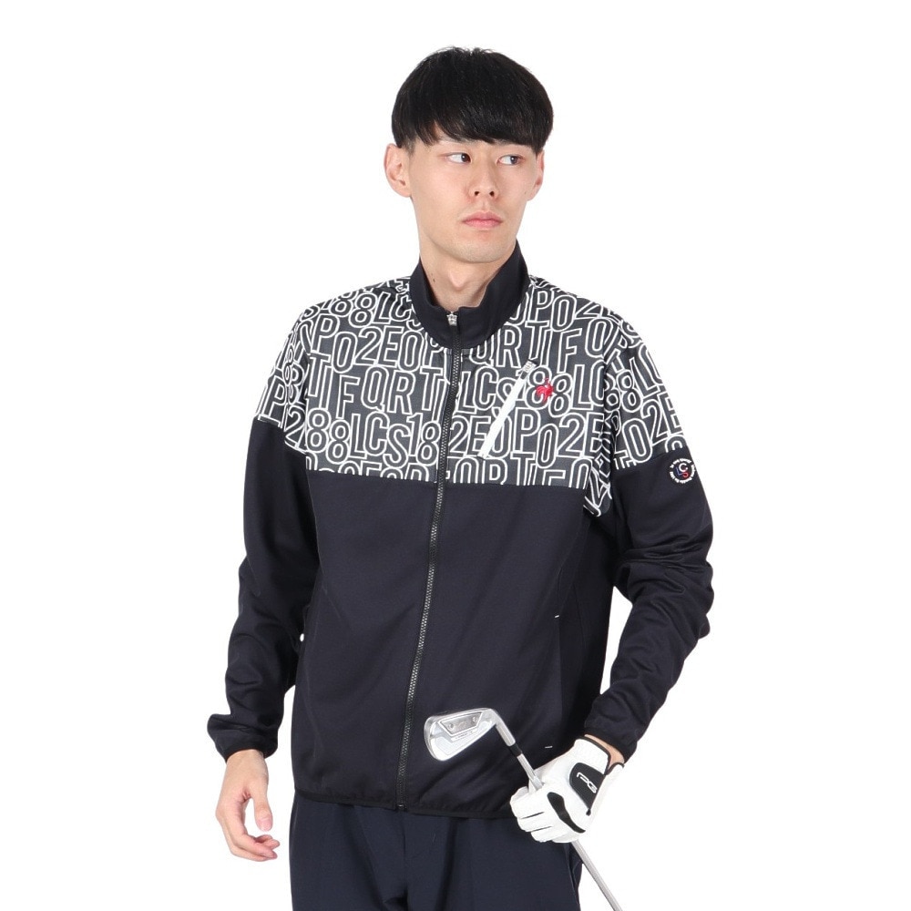 ルコックスポルティフ（lecoqsportif）（メンズ）ゴルフウェア 吸汗速乾 STF ロゴ柄 フルジップジャケット LG4FSW50M BK00