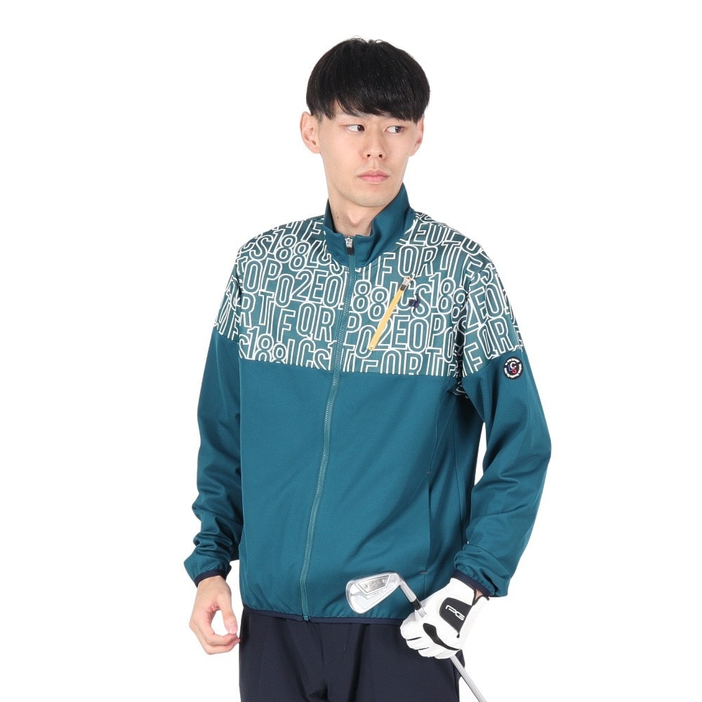 ルコックスポルティフ（lecoqsportif）（メンズ）ゴルフウェア 吸汗速乾 STF ロゴ柄 フルジップジャケット LG4FSW50M GR00