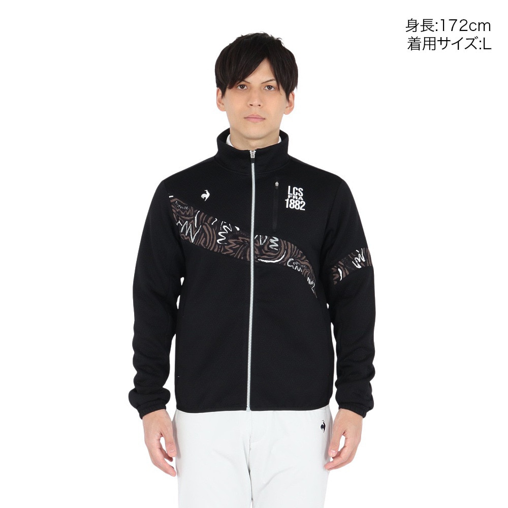 ルコックスポルティフ（lecoqsportif）（メンズ）ゴルフウェア ストレッチフォーサー キルトジャガード 長袖 ブルゾン LG4FSW51M BK00