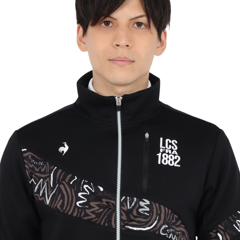 ルコックスポルティフ（lecoqsportif）（メンズ）ゴルフウェア ストレッチフォーサー キルトジャガード 長袖 ブルゾン LG4FSW51M BK00