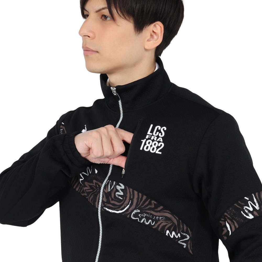 ルコックスポルティフ（lecoqsportif）（メンズ）ゴルフウェア ストレッチフォーサー キルトジャガード 長袖 ブルゾン LG4FSW51M BK00